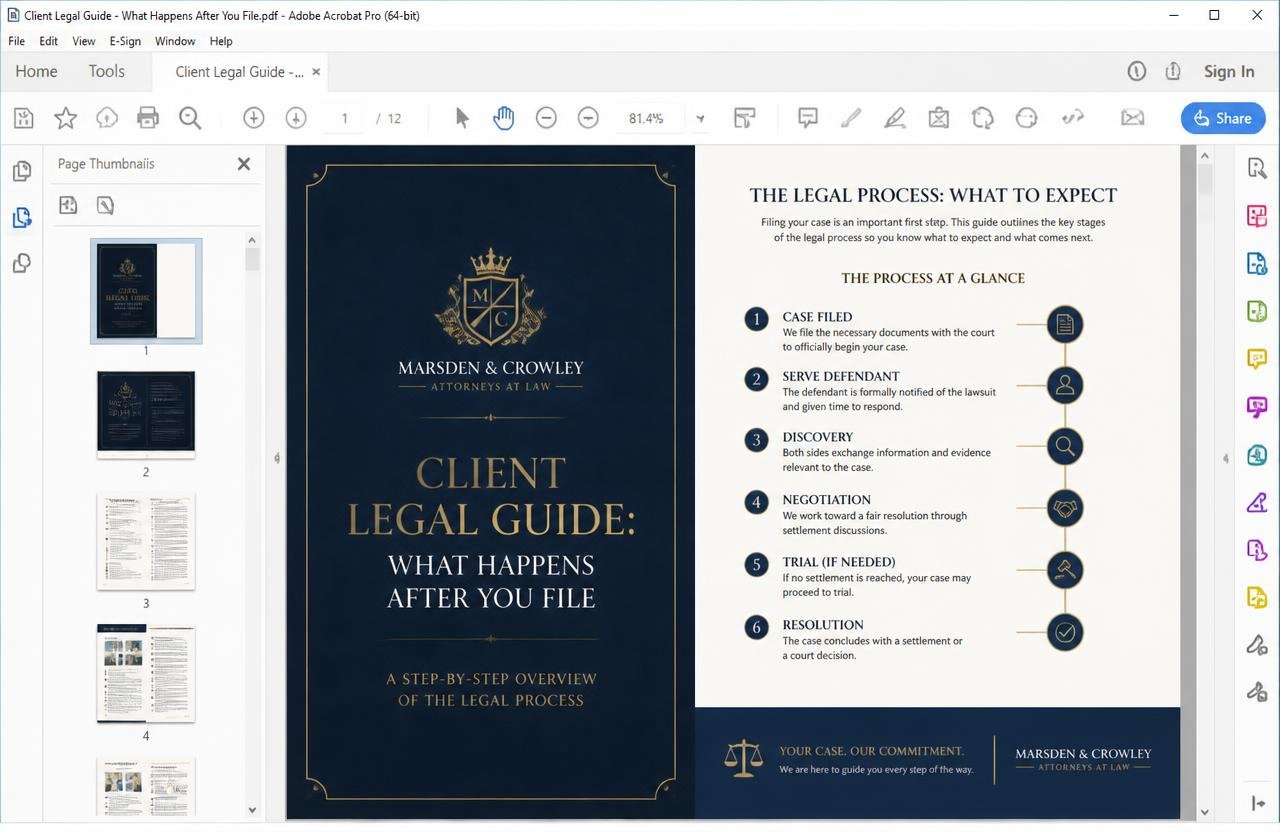 Client Legal Guide (Ready Ebook) — Excel dashboard preview